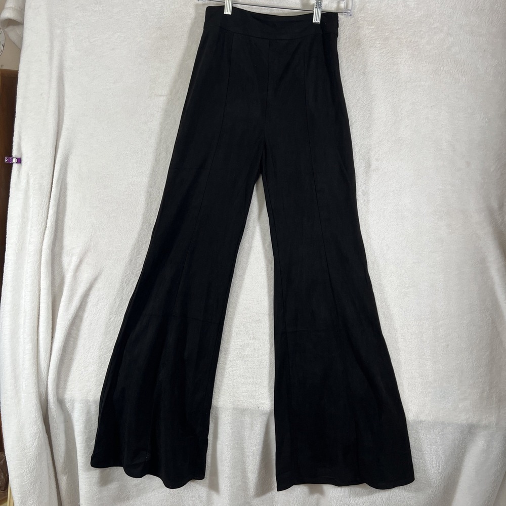 VICI Pants Black Faux Suede High Waisted Flare Leg Wide Leg Preppy Formal Small